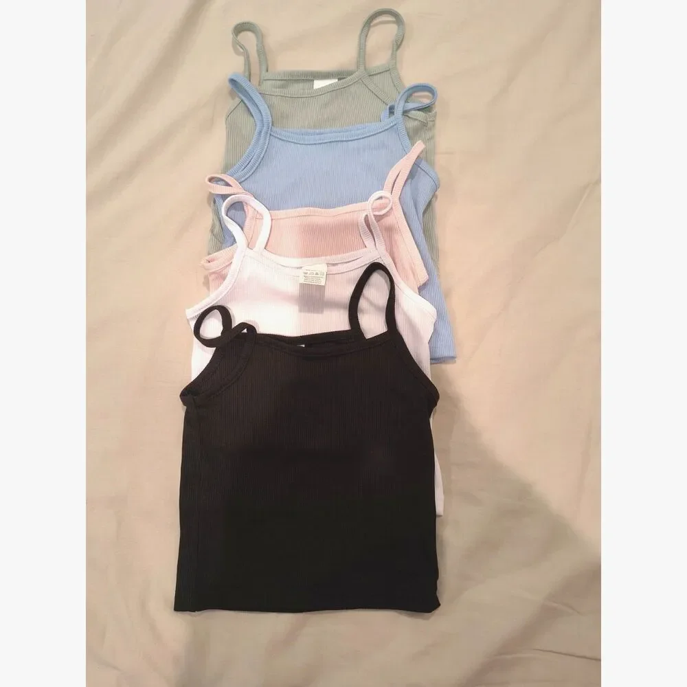 Summer Girls' 5pcs Set of Solid-color Tank Tops